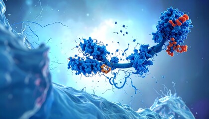 Naklejka premium Bispecific antibody in action, digital 3d artwork illustration 