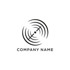 Minimalist Target Logo Design with Concentric Circles and Crosshairs.