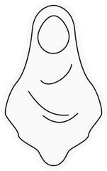 Long khimar outline icon — modest islamic veil illustration