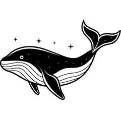 Aurora Whale Spirit a simple line art vector