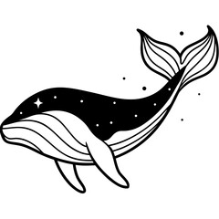 Aurora Whale Spirit a simple line art vector
