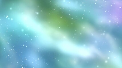 A hazy space background of greens blues and purples dotted with small white spots suggestive of stars - Powered by Adobe