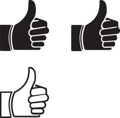 Three Thumbs Up Icons In Different Styles like approval