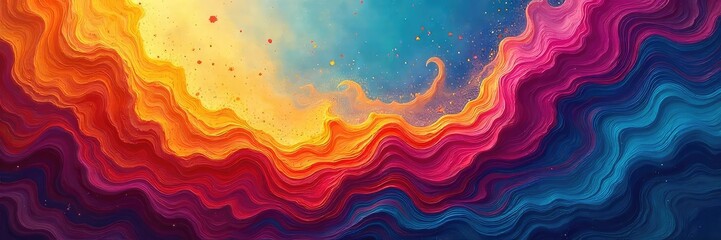 A vibrant, abstract depiction of swirling colors and textures representing the complexities and intensity of emotional experiences throughout life's journey ,  peace,  present