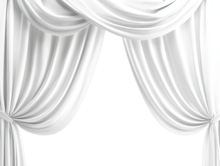 Elegant white draped fabric with a transparent background
