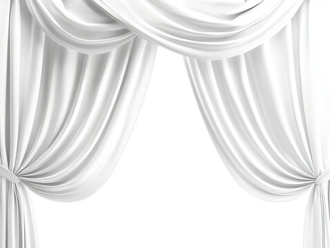 Elegant white draped fabric with a transparent background