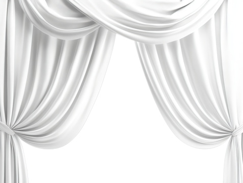 Elegant white draped fabric with a transparent background