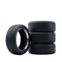 Automotive_Tires_Stacked_Upright_Tread_RubberBackground_Photoshop_Isolated © AkumallaAdilakshmi