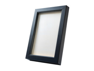 Elegant vertical black picture frame displaying a blank white mat for your art or photos