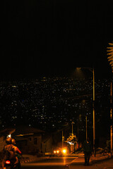 A view of the street at night in Kigali, Rwanda