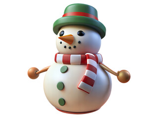 Charming 3d snowman with festive christmas hat and scarf ready for winter holidays