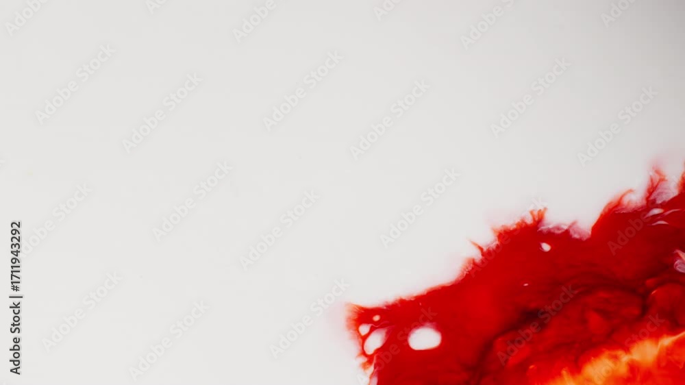 Poster red ink splatter compositing abstract slow motion.