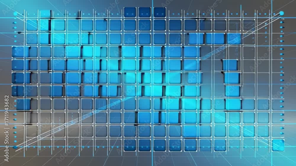 Poster abstract blue squares grid background animation motion graphics visual effects design art 3d render