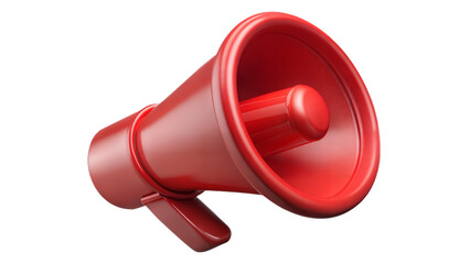 Bright red megaphone device for amplifying sound announcement or message