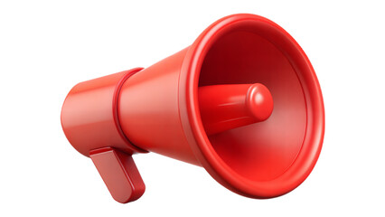 Vibrant red megaphone device communicating loudly and clearly modern design