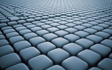 Obraz premium Abstract 3D grid of rounded squares receding into the distance with a cool blue tone.