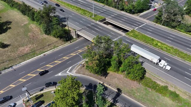 Aerial view of Route 287 and Lincoln Highway in Edison, New Jersey