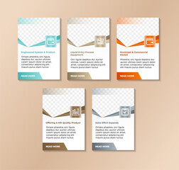 Five square elements or rectangular frames placed in horizontal row. Visualization of 5 stepped business process. Simple infographic design template. gradient illustration with photo frame