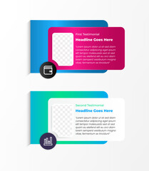 Vector infographic design template with 2 options or steps. abstract colorful gradient background with photo space, text and icon. 