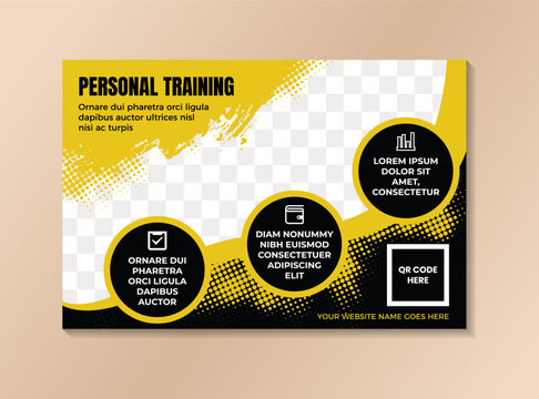 Yellow Personal Trainer Banner can be used to find and connect with clients, as well as to stay connected to the fitness community at large. an effective way to showcase a trainer’s qualified