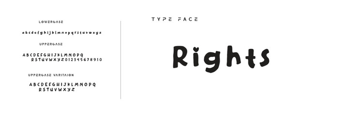 Kids style colorful font design, playful childish alphabet, letters and numbers vector illustration