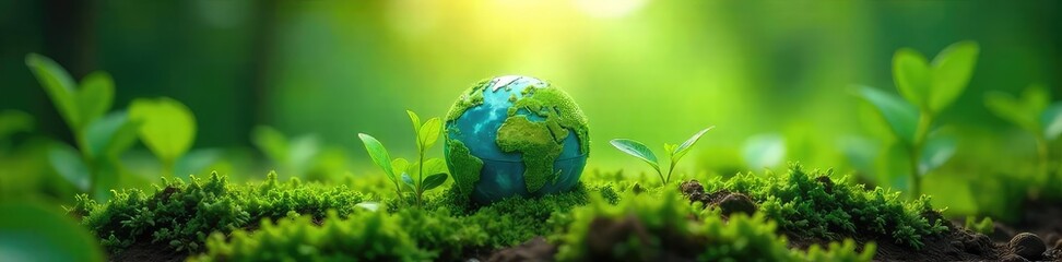 A vibrant green Earth generator powering lush plants and clean energy, symbolizing sustainable Earth Day practices and environmental protection ,  flourishing,  hope,  eco-friendly