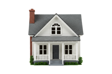 A classic model of a residential house isolated on transparent cutout background, cut out, png
