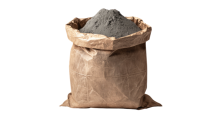 Paper bag of cement building material construction packaging heavy sack supply object isolated on white background