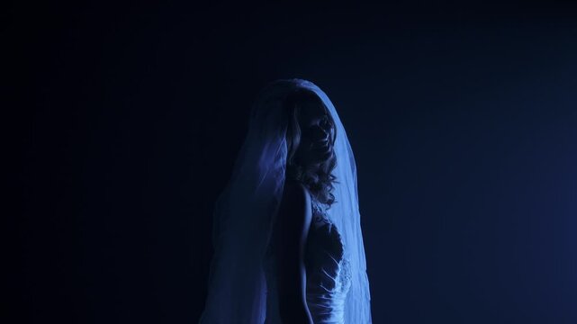 Dead bride ghost in Halloween horror concept