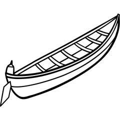 Fishing Dugout Canoe Line Vector