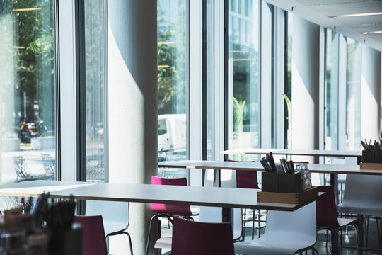 Interior views of company cafeteria.
