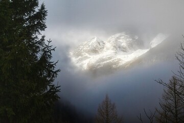 clouds in the mountains