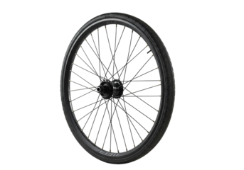 Bicycle Wheel Closeup of a Black Bike Wheel with Spokes and Tire isolated on transparent background