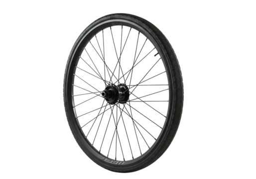Bicycle Wheel Closeup of a Black Bike Wheel with Spokes and Tire isolated on transparent background