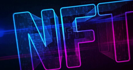 Non-fungible token business icon looped abstract digital object. Cyber  technology concept symbol seamless loop animation. - Powered by Adobe
