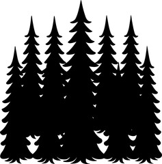 Obraz premium Pine Tree Silhouette Vector Illustration | Forest Evergreen Nature Design