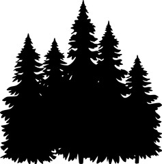 Pine Tree Silhouette Vector Illustration | Forest Evergreen Nature Design