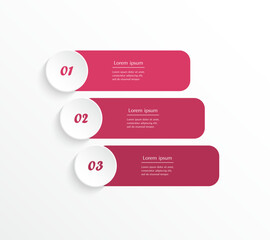 Step by step infographic template with 3 options, parts or processes.