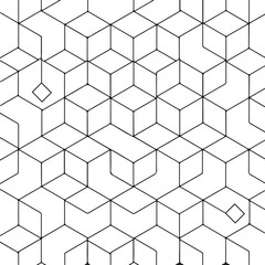 Seamless cubic hexagon black pattern vector modern geometric thin line texture design.eps