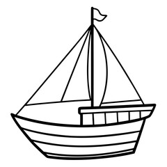 Minimal Sailboat Line Vector