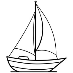 Minimal Sailboat Line Vector