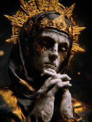 golden marble black sculptural - generative ai