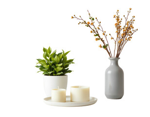 Elegant Home Decor with Greenery, Candles, and Natural Beauty