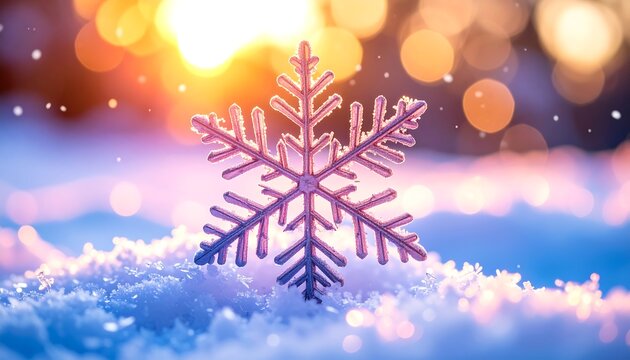 Snowflake in winter wonderland