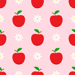 Cartoon red apple seamless pattern