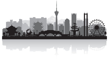 Obraz premium Chengdu China city skyline silhouette