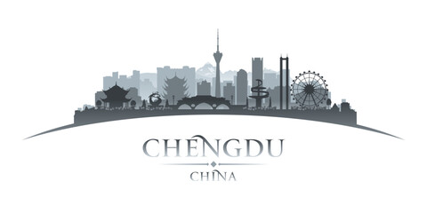Naklejka premium Chengdu China city skyline silhouette