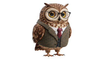 Owl_Professor_Glasses_Tweed_Jacket_Isolated