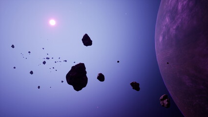 a large cluster of asteroids near an unknown planet