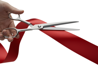 Grand Opening Ribbon Cutting Ceremony isolated on transparent background